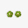 Fresh green enamel clip on screw back earrings for women with a pearl center and flower design.