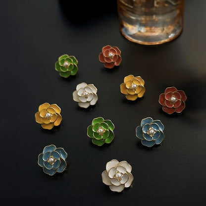 Lightweight enamel flower clip on earrings for women, ideal for a vibrant touch.