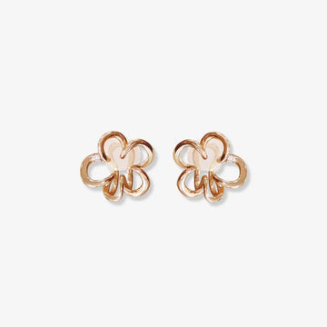 Rose gold cherry blossom floral ear cuffs displayed front view on white background