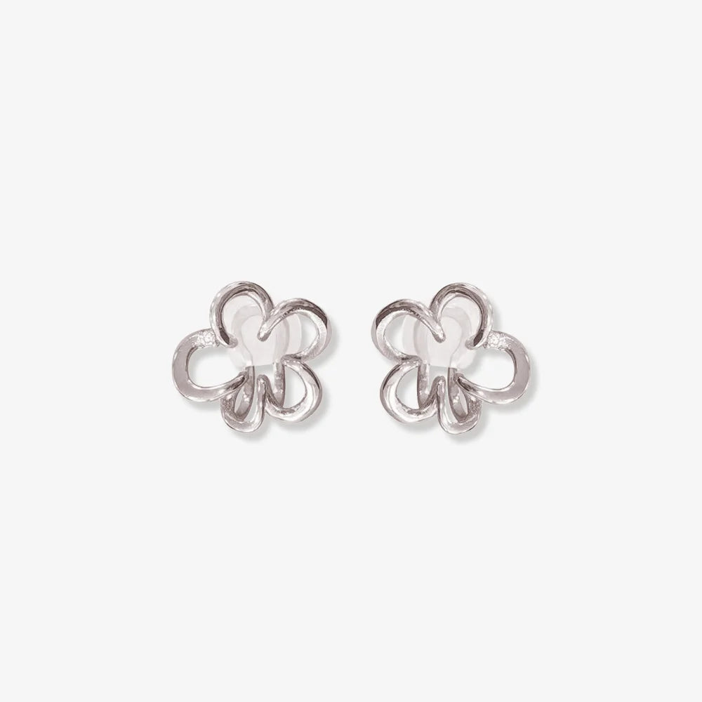 Cherry Blossom Floral Ear Cuffs in white gold, front view on white background