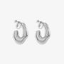 Chunky Curved Hoop Screw Back Clip-On Earring in Silver – front view