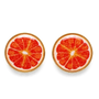A pair of no-piercing Zesty Grapefruit Magnetic Stud Earrings, showcasing their detailed resin fruit slice design, isolated on a white background.
