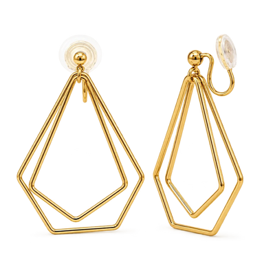 Boucles d'oreilles clips géométriques délicates à plusieurs niveaux