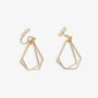 Gold dainty layered geometric clip-on earrings front view on white background
