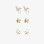Dainty Pearl Floral and Butterfly Invisible Clip On Earring Trio