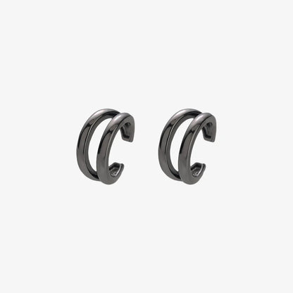 double bands masculine clip earrings 
