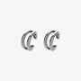 Silver double-band minimalist clip-on ear cuffs displayed front view on white background