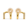 A pair of gold cufflinks with a spiral design on the front and rows of small clear stones on the side bars, shown on a plain white background.