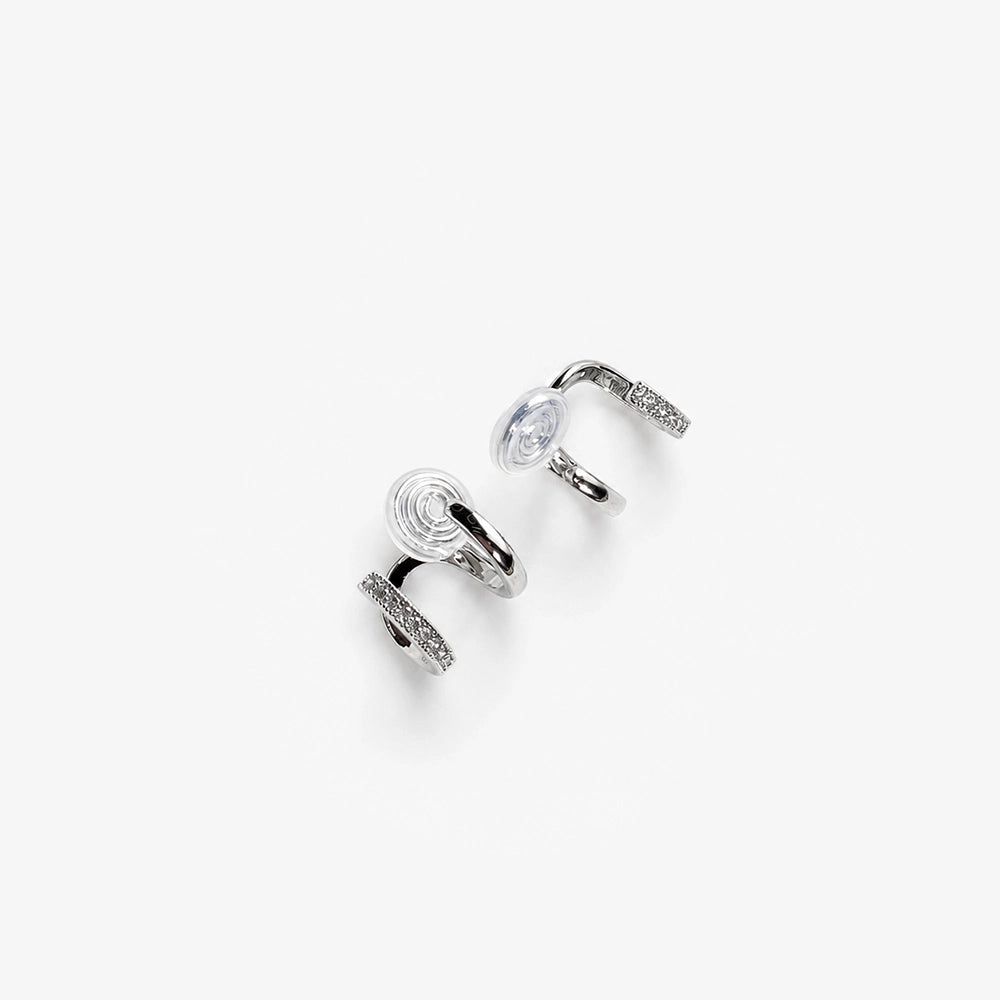 Double Hoop Clip On Earrings In Silver