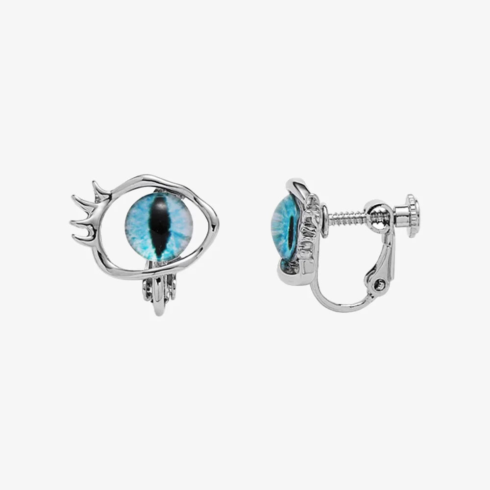 The vibrant blue resin eye sits within a detailed alloy setting