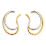 Gold and silver toned Dual-Tone Wave Conch Ear Cuffs on a stark white background, embodying a modern design ideal for a minimalist yet elegant daily accessory, no piercing needed.
