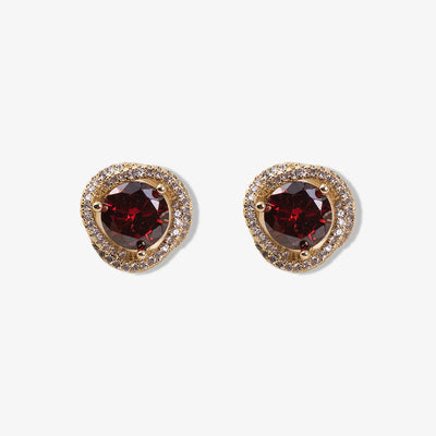 Elegant Large Ruby Zirconia Clip-On Earrings