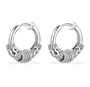 A pair of silver hoop earrings with detailed dragon head and body sculpting, shown on a clean white background.
