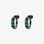 Pair of Emerald Black Screw Back Clip-On Hoop Earrings displayed on a white background.