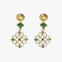 Boucles d'oreilles pendantes à clip en filigrane d'émeraude avec pierres de zircon