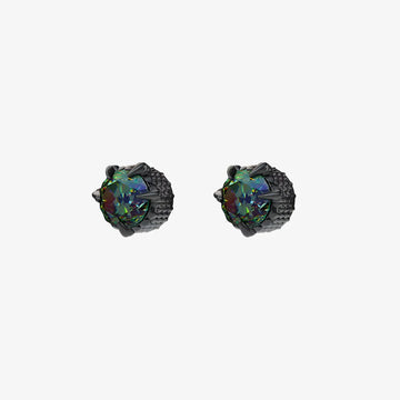 Striking emerald dragon claw magnetic ear studs in black for men, 9mm diameter