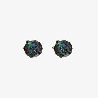 Smaragdgrüne schillernde magnetische Ohrstecker mit Drachenklaue in Schwarz
