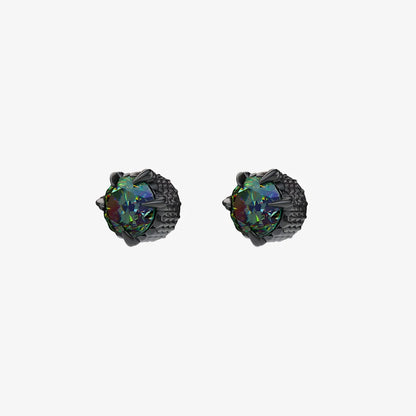 Striking emerald dragon claw magnetic earrings in black for men, 9mm diameter