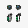 Emerald Goth Dragon Claw and Hoop Clip Earring Set