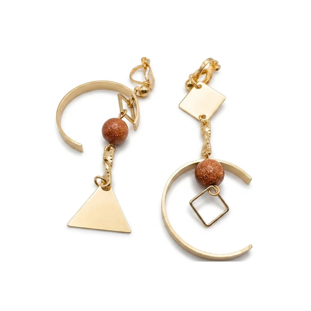 Geometric Harmony Dangle Clip-On Earrings