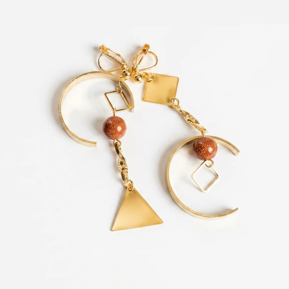 Geometric Harmony Dangle Clip-On Earrings