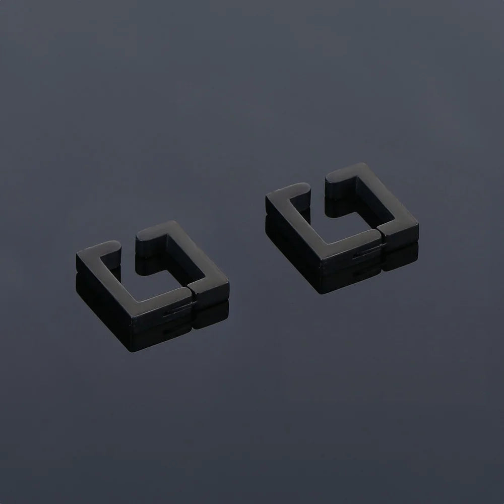 Showcase of Black Square Clip-On Earrings.