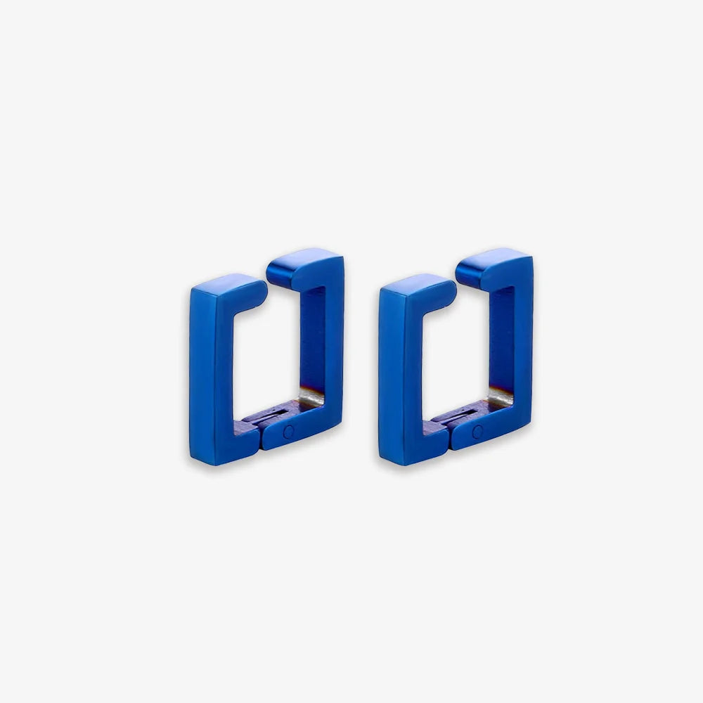 Showcase of Blue Square Clip-On Earrings.