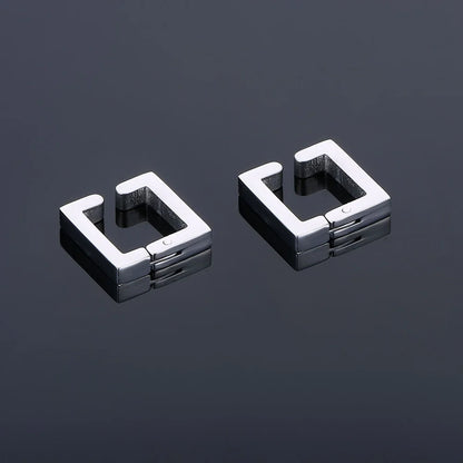 Showcase of Silver Square Clip-On Earrings.