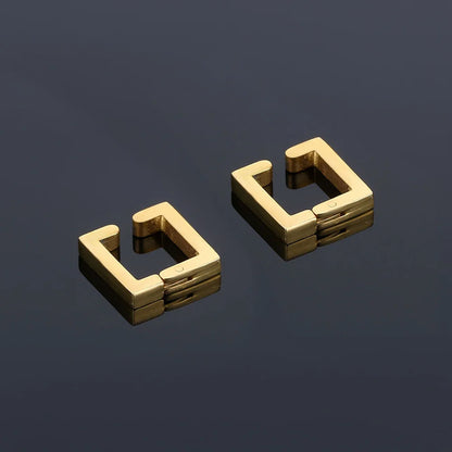 Showcase of Gold Square Clip-On Earrings.