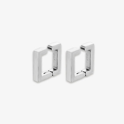 Pair of Geometric Square Clip-On Earrings in Silver on display.