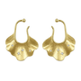 Gold Ginkgo Leaf Ear Cuff Earrings set on a white surface, featuring sparkling white zircon inlays that capture the light, reflecting the organic beauty and luxury of the conch cuff earrings.
