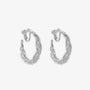 Silver lattice twist screw back earrings, adorned with sparkling glass stones for a dazzling effect that lights up any occasion.