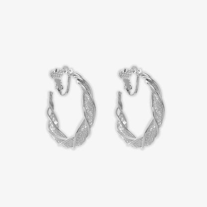 Silver lattice twist screw back earrings, adorned with sparkling glass stones for a dazzling effect that lights up any occasion.