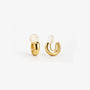 Elegant glossy gold clip-on hoop earrings for women, 10mm diameter, gold plated copper