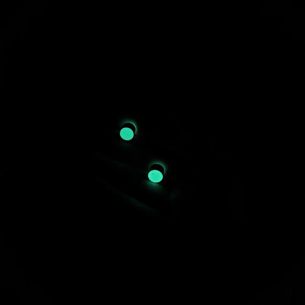 Magnetic Stud Earrings glowing in the dark