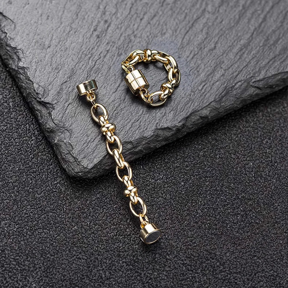 Gold magnetic hoop earrings showcasing their elegant 60mm length.