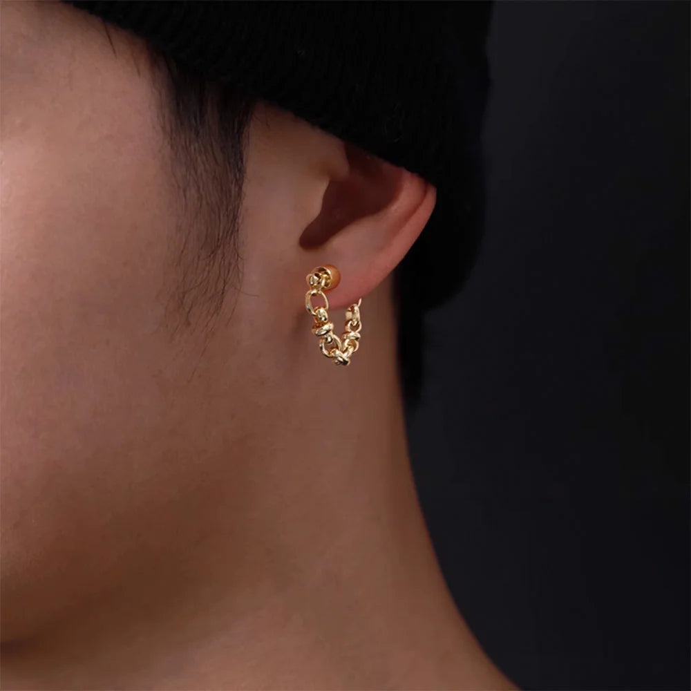 Gold Chain Magnetic Hoop Earrings