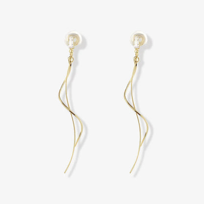 Elegant gold long tassel clip on earrings for women with a 14k gold plated finish