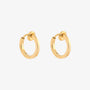 Gold Mini Square Tube Clip-On Hoop Earrings with a 14k gold plated finish and sliding spring-ring clip design.