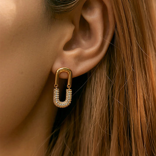 Elegant Gold Paperclip-Style Clip-On Earrings for Women