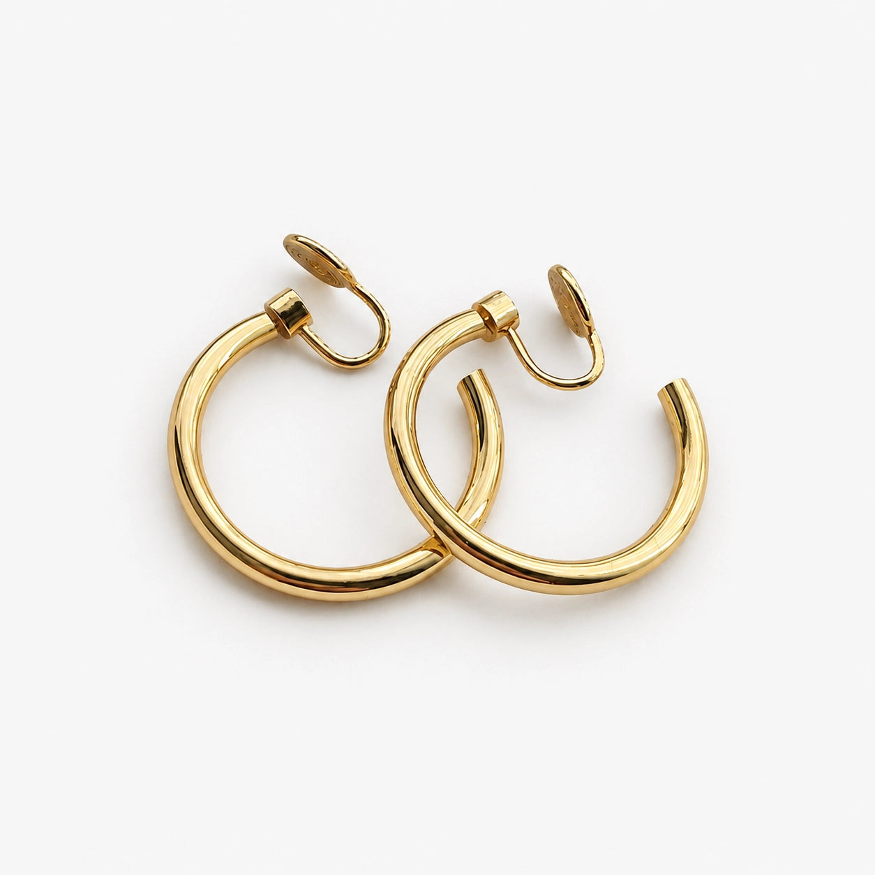 Gold Rotating Clip-On Hoop Earrings