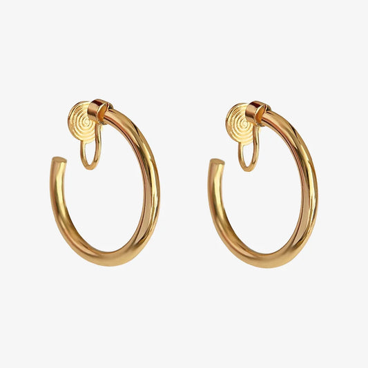 Gold Rotating Clip-On Hoop Earrings