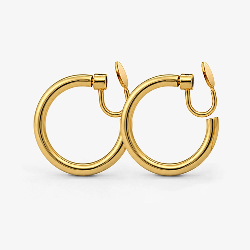 Gold Rotating Clip-On Hoop Earrings