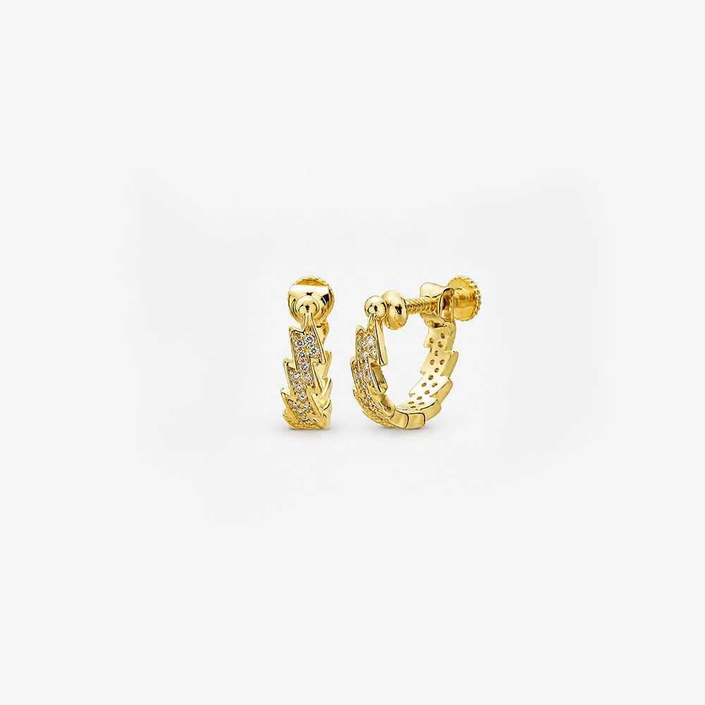 Orecchini a Cerchio a Clip in Zirconia con Punta Dorata