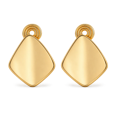 Gold Square Geometric Clip On Earrings