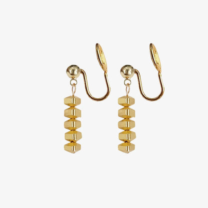 Gold Triangle Stack Clip-On Drop Earrings main view