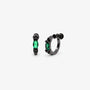 Emerald Black Screw Back Clip-On Hoop Earrings on white bakcground