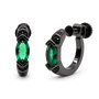 Emerald Black Screw Back Clip-On Hoop Earrings on white bakcground