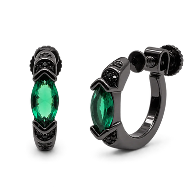 Smaragdzwarte clip-on oorringen