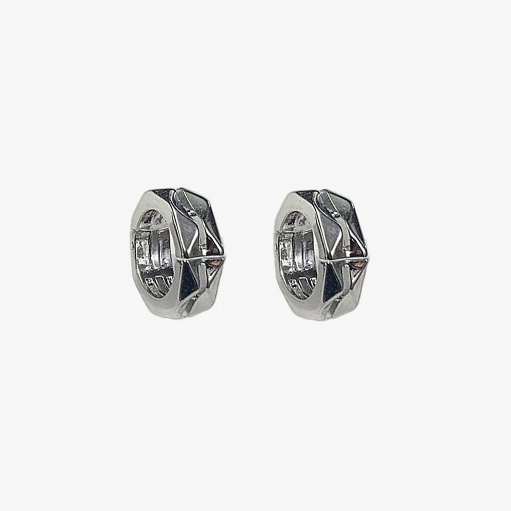 Silver fake hoop earrings – edgy accessory for men and women